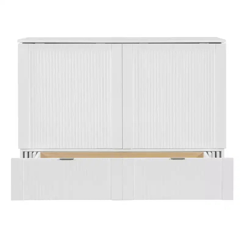 Lit escamotable mural Murphy double/grand avec tiroirs de rangement, lit armoire Murphy compact avec port USB pour chambre d'amis, structure à poulies, gris