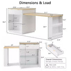 Îlot de cuisine Okak avec table extensible, organisateur de comptoir avec prise de courant et rangement double face, chariot de cuisine pour salle à manger