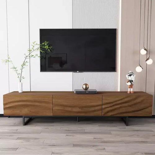 Meuble TV moderne de 82,83 pouces avec tiroirs en bois massif et aérations, meuble multimédia pour salon Gaoyangjiaju