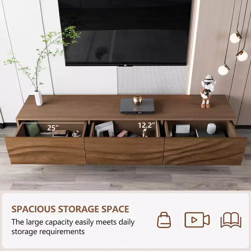 Meuble TV moderne de 82,83 pouces avec tiroirs en bois massif et aérations, meuble multimédia pour salon Gaoyangjiaju