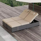COZONY Lot de 2 chaises longues de patio, chaises longues d'extérieur en rotin avec dossier réglable et coussins