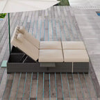 COZONY Lot de 2 chaises longues de patio, chaises longues d'extérieur en rotin avec dossier réglable et coussins