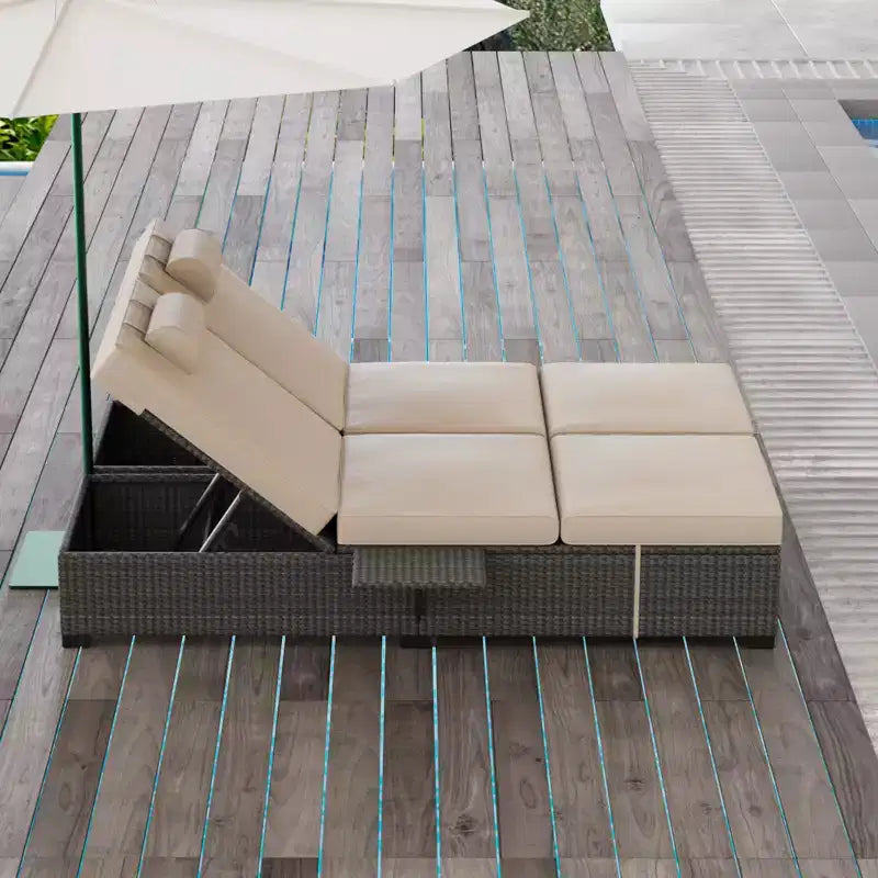 COZONY Lot de 2 chaises longues de patio, chaises longues d'extérieur en rotin avec dossier réglable et coussins