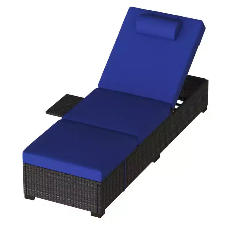 COZONY Lot de 2 chaises longues de patio, chaises longues d'extérieur en rotin avec dossier réglable et coussins