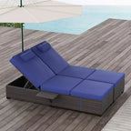 COZONY Lot de 2 chaises longues de patio, chaises longues d'extérieur en rotin avec dossier réglable et coussins