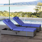 COZONY Lot de 2 chaises longues de patio, chaises longues d'extérieur en rotin avec dossier réglable et coussins