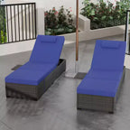 COZONY Lot de 2 chaises longues de patio, chaises longues d'extérieur en rotin avec dossier réglable et coussins