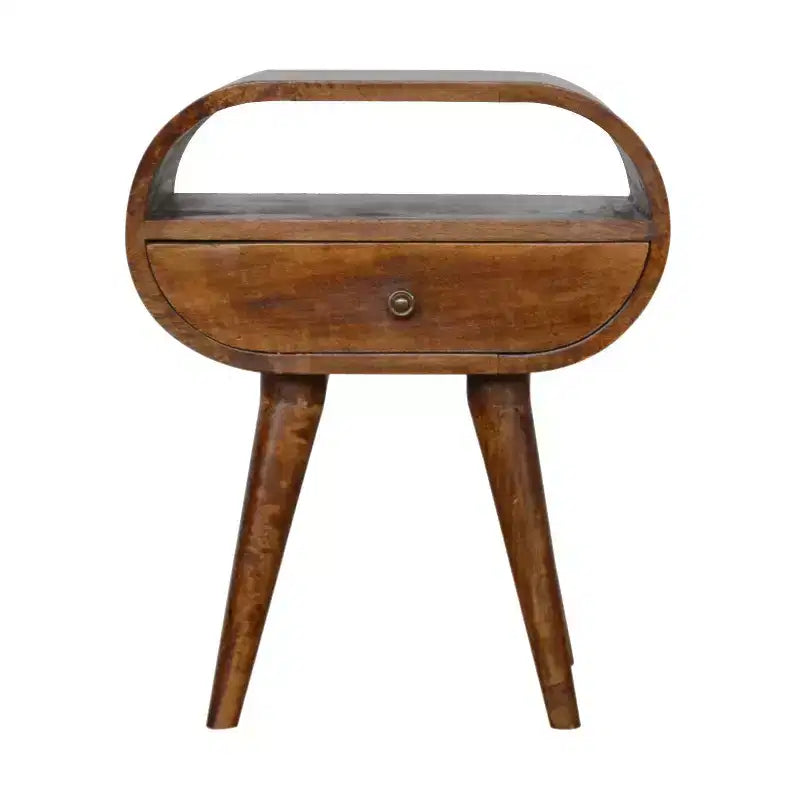 Table de chevet ronde ouverte - Bois de châtaignier massif de qualité supérieure