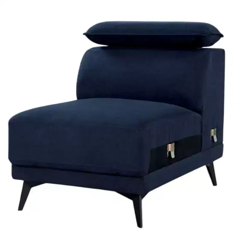 Fauteuil lounge Royal Hampton modulaire sans accoudoirs, appui-tête réglable, tissu bleu marine