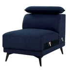 Fauteuil lounge Royal Hampton modulaire sans accoudoirs, appui-tête réglable, tissu bleu marine