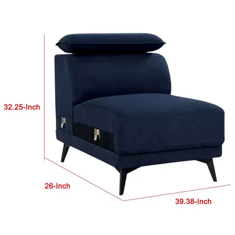 Fauteuil lounge Royal Hampton modulaire sans accoudoirs, appui-tête réglable, tissu bleu marine