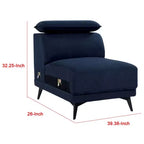 Fauteuil lounge Royal Hampton modulaire sans accoudoirs, appui-tête réglable, tissu bleu marine
