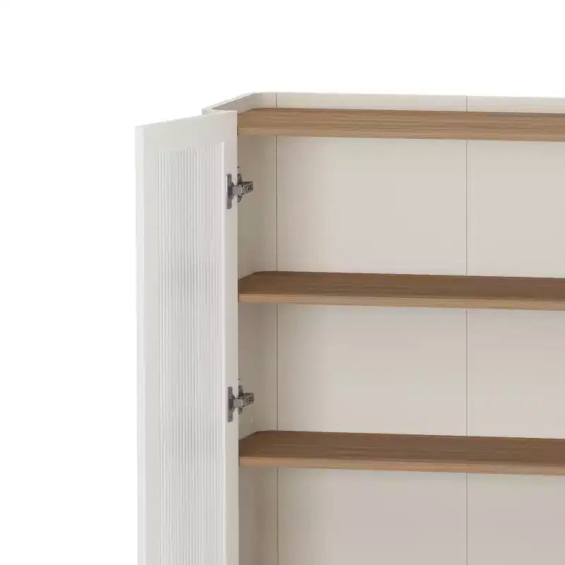 Meuble de rangement GDFStudio Biorn 31,5 avec porte en verre trempé moderne et plateau de rangement