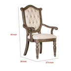 Lot de 2 fauteuils de salle à manger Royal Hampton, chêne vieilli, tissu beige capitonné