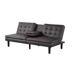 Canapé convertible Royal Hampton, plateau rabattable et porte-gobelet, similicuir gris