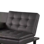 Canapé convertible Royal Hampton, plateau rabattable et porte-gobelet, similicuir gris