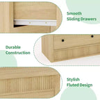 Commode 6 tiroirs au design cannelé en bois, commode moderne en chêne, organisateur de rangement pour chambre à coucher, salon, couloir, entrée, chêne naturel