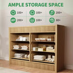 Commode 6 tiroirs au design cannelé en bois, commode moderne en chêne, organisateur de rangement pour chambre à coucher, salon, couloir, entrée, chêne naturel