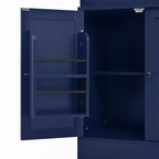 Buffet autoportant Whisen avec huche, armoire de cuisine haute avec 4 tiroirs, étagères de porte et plateaux coulissants