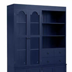 Buffet autoportant Whisen avec huche, armoire de cuisine haute avec 4 tiroirs, étagères de porte et plateaux coulissants