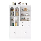 Buffet autoportant Whisen avec huche, armoire de cuisine haute avec 4 tiroirs, étagères de porte et plateaux coulissants