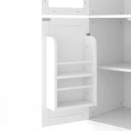 Buffet autoportant Whisen avec huche, armoire de cuisine haute avec 4 tiroirs, étagères de porte et plateaux coulissants