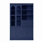 Buffet autoportant Whisen avec huche, armoire de cuisine haute avec 4 tiroirs, étagères de porte et plateaux coulissants
