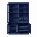 Buffet autoportant Whisen avec huche, armoire de cuisine haute avec 4 tiroirs, étagères de porte et plateaux coulissants