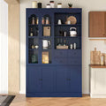 Whisen Freestanding Buffet with Hutch, Tall Kitchen Pantry Cabinet with 4 Drawers, Door Shelves and Pull-out Trays