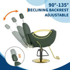 Fauteuil de barbier COZONY pour coiffeur, Fauteuil de salon inclinable avec réglage hydraulique de la hauteur et rotation à 360°, Charge maximale 150 kg, Équipement de spa de beauté