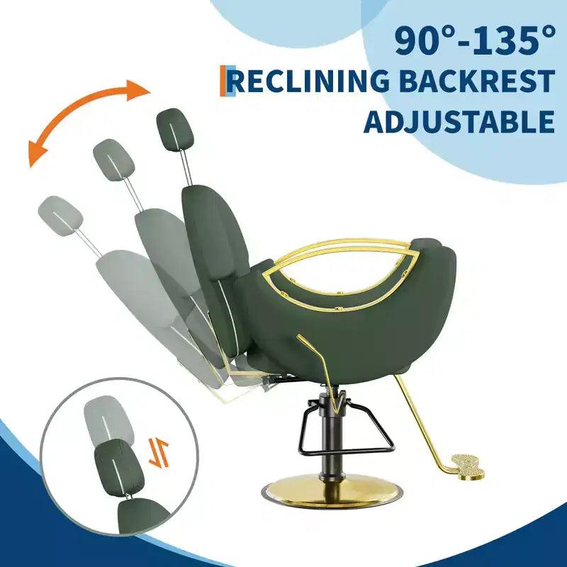 Fauteuil de barbier COZONY pour coiffeur, Fauteuil de salon inclinable avec réglage hydraulique de la hauteur et rotation à 360°, Charge maximale 150 kg, Équipement de spa de beauté
