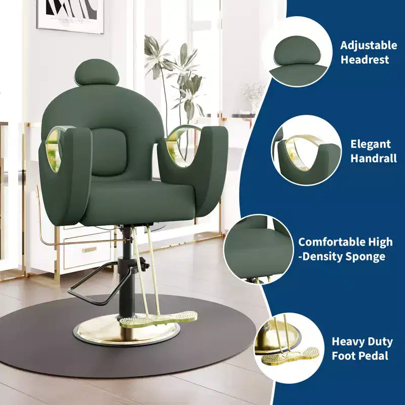 Fauteuil de barbier COZONY pour coiffeur, Fauteuil de salon inclinable avec réglage hydraulique de la hauteur et rotation à 360°, Charge maximale 150 kg, Équipement de spa de beauté