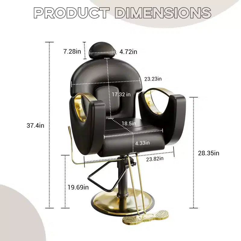 Fauteuil de barbier COZONY pour coiffeur, Fauteuil de salon inclinable avec réglage hydraulique de la hauteur et rotation à 360°, Charge maximale 150 kg, Équipement de spa de beauté