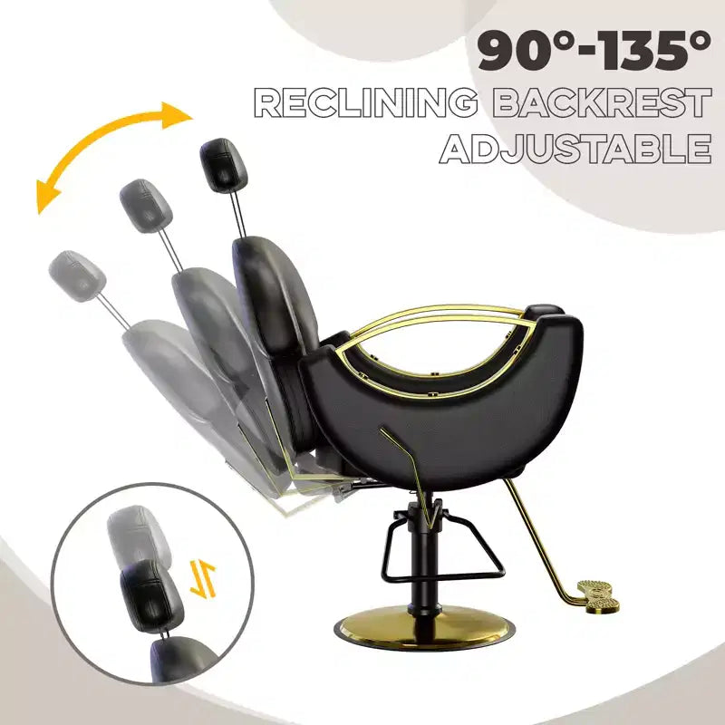 Fauteuil de barbier COZONY pour coiffeur, Fauteuil de salon inclinable avec réglage hydraulique de la hauteur et rotation à 360°, Charge maximale 150 kg, Équipement de spa de beauté
