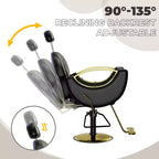 Fauteuil de barbier COZONY pour coiffeur, Fauteuil de salon inclinable avec réglage hydraulique de la hauteur et rotation à 360°, Charge maximale 150 kg, Équipement de spa de beauté