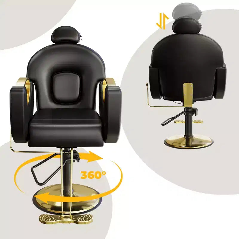 Fauteuil de barbier COZONY pour coiffeur, Fauteuil de salon inclinable avec réglage hydraulique de la hauteur et rotation à 360°, Charge maximale 150 kg, Équipement de spa de beauté