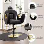 Fauteuil de barbier COZONY pour coiffeur, Fauteuil de salon inclinable avec réglage hydraulique de la hauteur et rotation à 360°, Charge maximale 150 kg, Équipement de spa de beauté