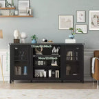 Meuble TV en bois pour téléviseur de 65 pouces, meuble de divertissement moderne avec armoires de rangement, table console multimédia