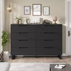 Commode Garvee 8 tiroirs pour chambre à coucher, commode de 140 cm de large, tiroirs horizontaux indépendants avec rangement, commode de rangement en bois pour chambre à coucher