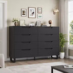 Commode Garvee 8 tiroirs pour chambre à coucher, commode de 140 cm de large, tiroirs horizontaux indépendants avec rangement, commode de rangement en bois pour chambre à coucher