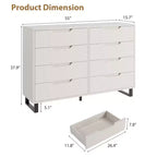 Commode Garvee 8 tiroirs pour chambre à coucher, commode de 140 cm de large, tiroirs horizontaux indépendants avec rangement, commode de rangement en bois pour chambre à coucher