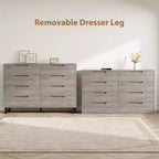 Commode Garvee 8 tiroirs pour chambre à coucher, commode de 140 cm de large, tiroirs horizontaux indépendants avec rangement, commode de rangement en bois pour chambre à coucher