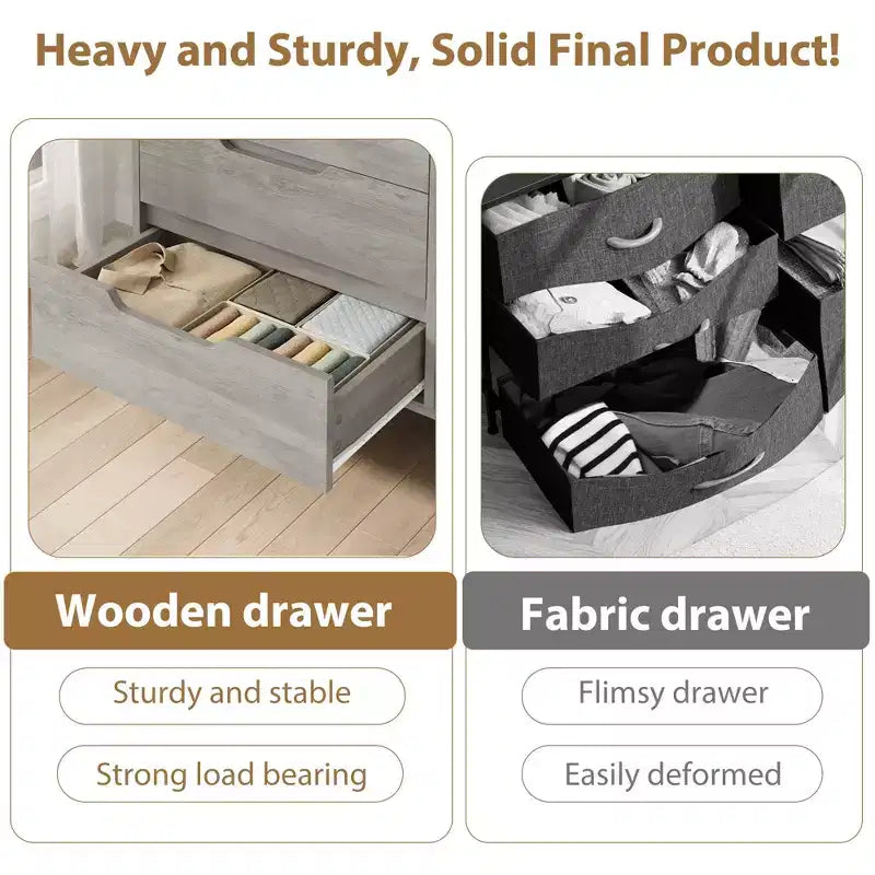 Commode Garvee 8 tiroirs pour chambre à coucher, commode de 140 cm de large, tiroirs horizontaux indépendants avec rangement, commode de rangement en bois pour chambre à coucher