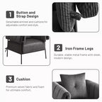 Fauteuil une place et demie Furniliving, Fauteuil de canapé confortable avec oreiller, Fauteuil de lecture avec cadre métallique, coussin doux rembourré, Velours côtelé