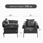 Fauteuil une place et demie Furniliving, Fauteuil de canapé confortable avec oreiller, Fauteuil de lecture avec cadre métallique, coussin doux rembourré, Velours côtelé