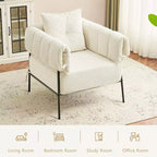 Fauteuil une place et demie Furniliving, Fauteuil de canapé confortable avec oreiller, Fauteuil de lecture avec cadre métallique, coussin doux rembourré, Velours côtelé