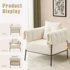 Fauteuil une place et demie Furniliving, Fauteuil de canapé confortable avec oreiller, Fauteuil de lecture avec cadre métallique, coussin doux rembourré, Velours côtelé