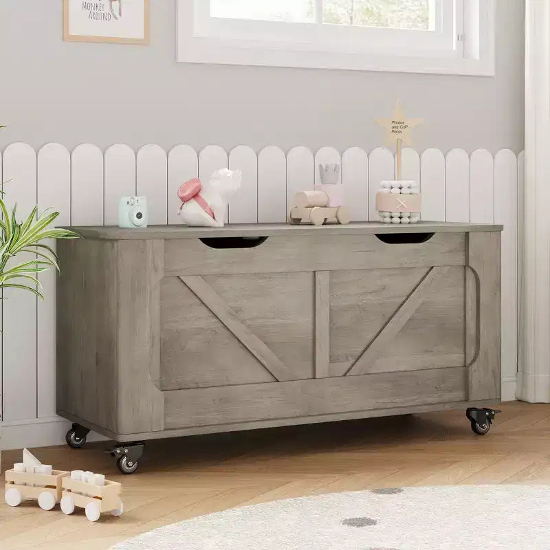 COZONY Coffre de rangement 39" avec roulettes, Banc de rangement moderne en bois, Capacité de 350 lb, Entrée, Chambre, Salon, Gris