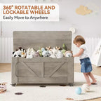 COZONY Coffre de rangement 39" avec roulettes, Banc de rangement moderne en bois, Capacité de 350 lb, Entrée, Chambre, Salon, Gris