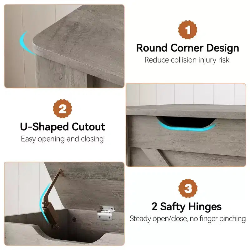 COZONY Coffre de rangement 39" avec roulettes, Banc de rangement moderne en bois, Capacité de 350 lb, Entrée, Chambre, Salon, Gris